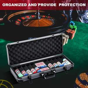 Étui pour jetons de poker en aluminium 500 pièces Étui pour jetons de cartes offrant une protection complète, les jetons, les cartes et les dés ne sont pas inclus - Product Image 1