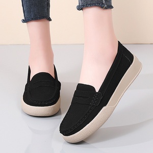 2025 nuevo otoño sólido poco profundo Casual zapatos planos de abuela versátil estilo británico pequeño cuero cómodo mocasines de mujer Slip-On - Product Image 5