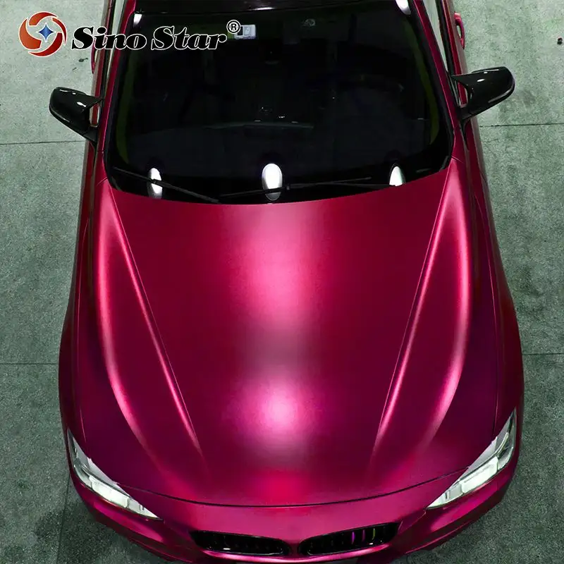 Premium Red Satin Chrome Vinyl Wrap With Air Bubble Free For Car Wrap Foil Covering / Coating New Car Wrap 1.52x18m