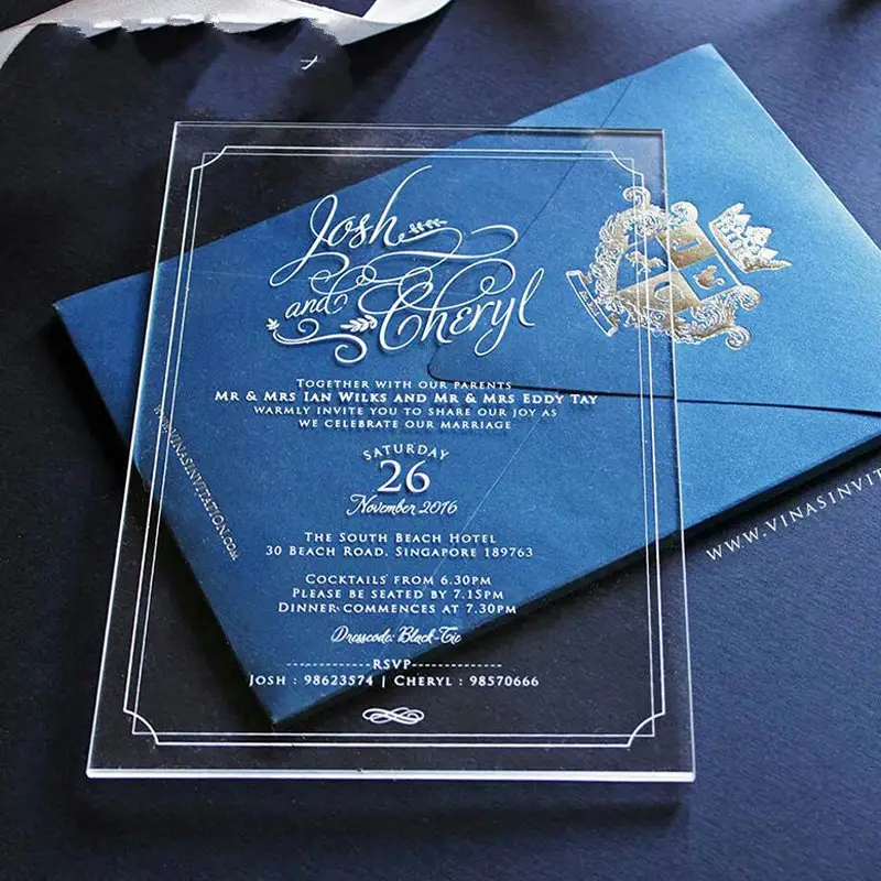 Cartes d'invitation personnalisées en acrylique, découpées au Laser, décoration pour mariage, 2021 pièces, vente en gros