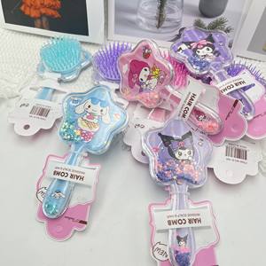 Kuromi KT Cat cuscino simpatico cartone animato transfrontaliero piccolo ghiaccio Airbag da neve pettine con manico in bambù per uso domestico da parte dei bambini - Product Image 6