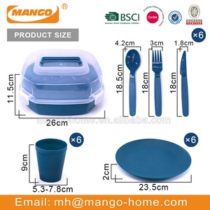 Portable Lightweight Flatware <strong>Set</strong> Reusable Plastic Tableware <strong>Camping</strong> Picnics-Classic Stocked <strong>Plate</strong> Bowl Knife Dinnerware <strong>Set</strong> - Product Image 2
