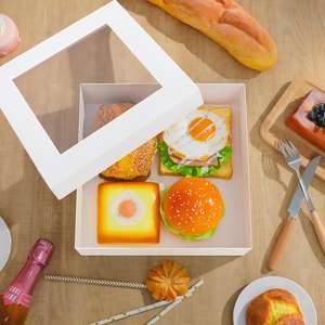 Boîtes <span class=keywords><strong>de</strong></span> traiteur avec couvercles, boîtes à tarte à emporter avec fenêtre 10x10x3 pouces, boîtes <span class=keywords><strong>de</strong></span> boulangerie blanches pour tartes, sandwichs, cupcakes - Product Image 6