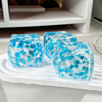 Jouet Squishy Flocon de Neige Transparent en Forme de Glaçon Rempli de Paillettes, Balle Anti-Stress Sensorielle Hivernale pour Soulager le Stress et l'Anxiété
