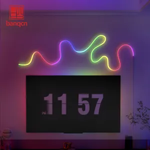 Banqcn 16.4Ft RGBIC สีไล่ล่า LED เชือกนีออนรีโมทคอนโทรล App ซิงโครงเพลง DIY ออกแบบ Strip ไฟ IP67 กันน้ํา