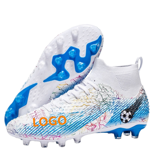 UNIKHAN - Tacos de Fútbol Personalizados Blancos y Azules Iridiscentes, Profesionales, AG/FG, Ligeros, Transpirables, de Alto Rendimiento - Product Image 2
