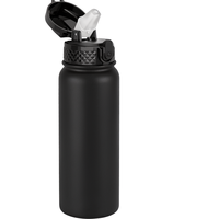 Bouteille d'eau isotherme en acier inoxydable anti-fuite et anti-poussière pour le sport (noir) – Garde au chaud ou au froid 24 heures pour enfants, femmes et hommes