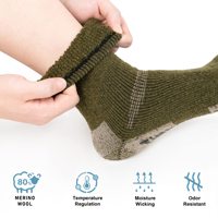 FS001 Chaussettes de randonnée rembourrées en laine mérinos pour homme avec logo personnalisé