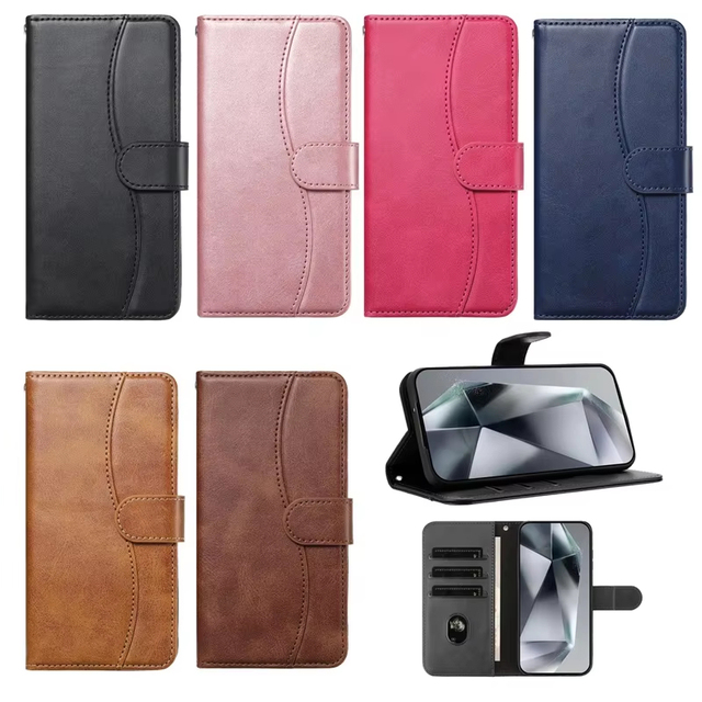 Business Wallet Pu Leather Card Mobile Phone Bags case for Samsung Galaxy S25 S24 S23 Ultra Plus for iphone 17 16 15 14 Pro Max