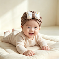 Chapeau turban pour bébé avec nœud détachable, couleur unie, doux, bandeau pour nourrisson, bonnet pour nouveau-né, accessoires pour séance photo de bébé