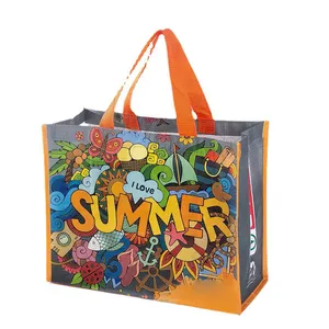 Non woven reusable pp woven bag shopping bag logo customization tote large capacity tote beach bag