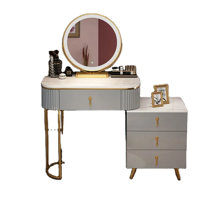 여자 여자 싼 디자인 화장대 구성 단면 금 고급 멜라민 현대 화장대 침실 거울