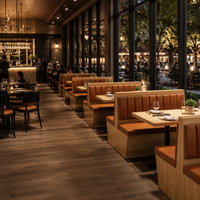 Chaise de salle à manger et table de banquet en bois massif avec structure métallique pour restaurant occidental moderne, salon de thé, café, appartement, hôtel, cantine
