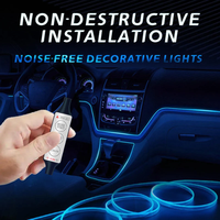 Kit d'éclairage ambiant pour voiture, bande LED RGB, fil néon, éclairage à fibres optiques USB, IP68 étanche, commande manuelle, ajustement universel pour le centre de la voiture