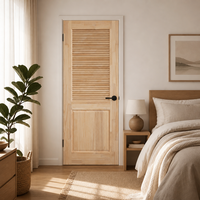 Porte intérieure pré-montée à âme pleine en bois, à 2 panneaux à persiennes, pour chambre, placard, ventilation et garde-manger