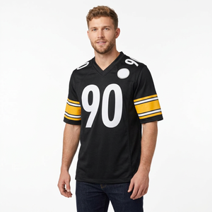 Maillot de football américain personnalisé pour homme, col en V, manches courtes, 100 % polyester, maille respirante, uniforme d'équipe, taille adulte - Product Image 2