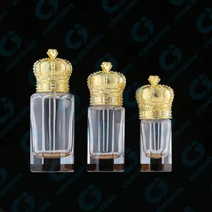 CJ-3ml 6ml 12ml Polished Empty Arabian Perfume Oud Oil Glass Bottles with Zinc Alloy Lid Crown Cap for Industrial Use