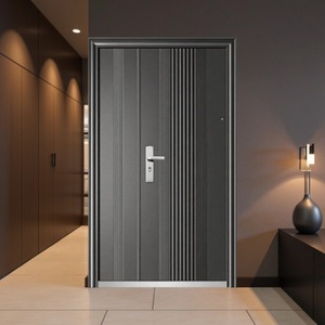 Sofia Premium Black Metal Front Entry <b>Door</b> Anti-Theft Swing Manual Opening With Silver Handle <b>Trim</b> Decorative Pattern Design - Product Image 1