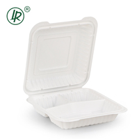 Boîte de rangement alimentaire en PP avec couvercle, boîte à bento avec compartiments intégrés, 3 compartiments, boîtes et bacs de rangement carrés blancs, 50000 pièces