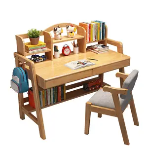 best quality bookshelf solid wood 2 gears simple furniture height adjustable children writing bedroom large desktop study desk