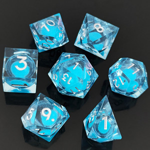 Jeu de dés RPG lumineux de nuit en résine de sables mouvants à paillettes naturelles Dés du MDN à bord tranchant phosphorescent pour donjons <span class=keywords><strong>et</strong></span> dragons - Product Image 4