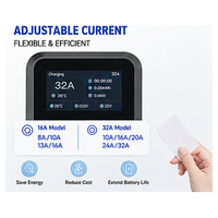 Station de recharge murale pour véhicules électriques Tpson 7KW 32A, double connecteur Type1 Type2, IP65, résistante aux intempéries, dispositif de recharge pour voitures électriques