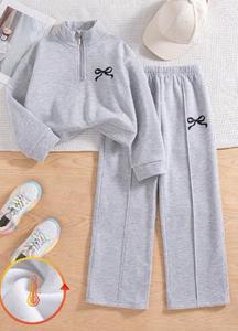 Set di 2 Pezzi per Ragazze Adolescenti: Felpa Casual con Collo Tondo e Maniche Lunghe con Motivo a Farfalla e Pantaloni, Completo Autunno-Inverno - Product Image 5