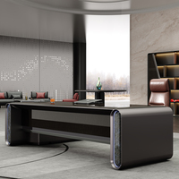 Bureau de direction de luxe pour PDG, mobilier de bureau moderne avec table latérale relevable, verrouillage par empreinte digitale et mot de passe, OEM ODM