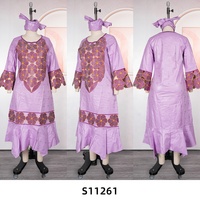 H&D S11261 Nouvelles Robes Africaines pour Femmes Broderie Bazin Riche Longue Robe avec Strass