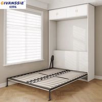Lit escamotable multifonctionnel intégré dans une armoire pour chambre d'étudiant ou de visiteur, design mural dissimulé, gain de place, ignifuge, imperméable, lit moderne