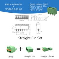 Connecteur de bornier PCB enfichable sans vis AOSI 2EDGKD-5.08mm, pas de broche, droit ou coudé, ensemble mâle et femelle