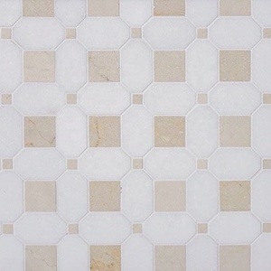Captivating Geometric Design Elegant <strong>White</strong> Cream Marfil Natural Marble <strong>Mosaic</strong> <strong>Tile</strong> for Interior Wall Villa Use European Style - Product Image 3