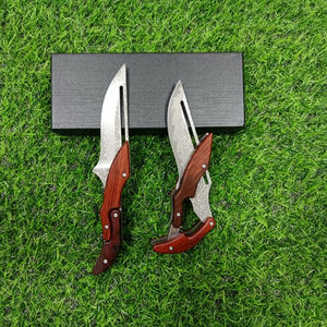 มีดพับเหล็กดามัสกัส TL19DA แบบใหม่ ใบมีดพับได้ ใช้สำหรับกิจกรรมกลางแจ้ง พกพาสะดวก เหมาะสำหรับการล่าสัตว์ในป่า พร้อมซองหนัง - Product Image 1