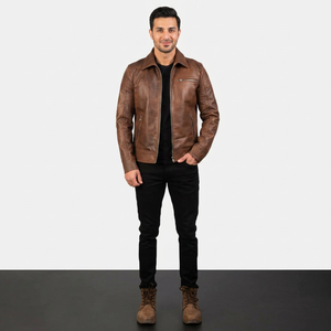 Veste à capuche coupe-vent et respirante en cuir véritable pour homme avec fermeture éclair, idéale pour l'automne et service ODM - Product Image 1