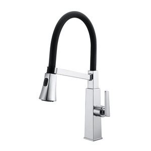 Rubinetto da <span class=keywords><strong>cucina</strong></span> montato sul ponte corpo cromato tubo <span class=keywords><strong>nero</strong></span> flessibile Pull Down spruzzatore <span class=keywords><strong>miscelatore</strong></span> da <span class=keywords><strong>cucina</strong></span> rubinetto lavello rubinetto dell'acqua - Product Image 1