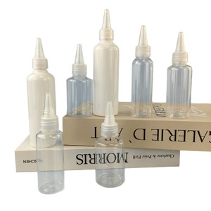 Semi Transparent PET Plastic Pointed Spout <b>Bottles</b> 10 100ml with Screw Cap Silk Screen Printed for Cosmetic Packaging - Product Image 5