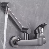 Robinet d'évier de cuisine mural pliable télescopique rotatif à main au design moderne chaud et froid vente en gros personnalisé