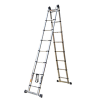 Échelle télescopique en bambou et acier inoxydable portable, 3,8 mètres, durable, prix