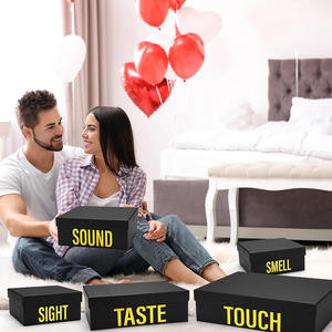 7999 elegante negro cinco sentidos cumpleaños apilamiento anidamiento Cajas de Regalo con tapas para marido novio Valentine Senses Cajas de Regalo - Product Image 5