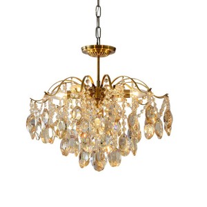 French Style Amber Crystal Chandelier Led Light Round E27 Single Head For Living Room Bedroom Dining Room - Product Image 5