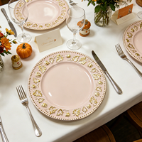 Assiettes rondes modernes en plastique PP écologiques et durables avec motif personnalisé vert menthe pour les fêtes d'automne et de Thanksgiving