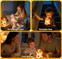 Veilleuse LED pour chien, 30M, avec minuterie, en silicone souple, mignonne, pour enfants, rechargeable, cadeau pour chambre à coucher, femmes, garçons, filles, 3 niveaux de luminosité, petite taille