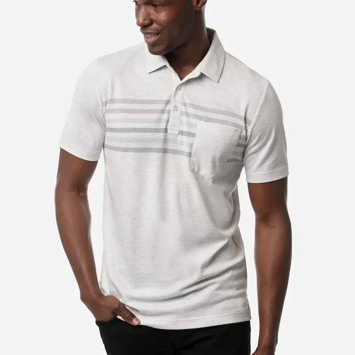 Wholesale High Quality Men Striped Sports Luxury Polo T Shirts With Pocket