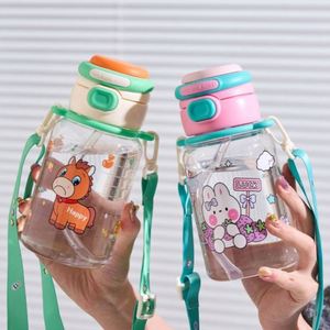 ขวดน้ำพลาสติก PC ขนาด 650 มล. สำหรับเด็ก ลายการ์ตูนน่ารัก พกพาสะดวก แก้วน้ำสำหรับฤดูร้อนไปโรงเรียน พร้อมหลอด - Product Image 2