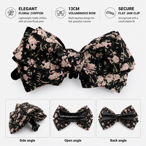 Pince à cheveux banane en satin <span class=keywords><strong>noir</strong></span> à motif floral pour femme, style japonais/coréen, faite à la main, pour queues <span class=keywords><strong>de</strong></span> <span class=keywords><strong>cheval</strong></span> hautes et sécurisées, accessoire <span class=keywords><strong>de</strong></span> mariage, Yiwu 2026 Nouveauté - Product Image 3