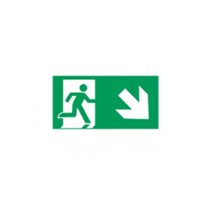 Uscita di emergenza verso il basso segno freccia destra-100 in PVC luminescente * 200 mm - Product Image 2