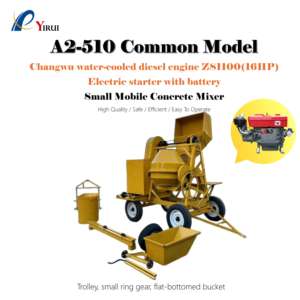 Mezcladora de Concreto Móvil Pequeña A2-510, Modelo Regular Personalizable, 16HP, 510L, 12m³/h, para Uso Doméstico, Garantía de un Año, Entrega Rápida - Product Image 1