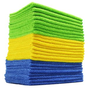 Chiffon de nettoyage en microfibre, petit carré, pour cuisine, restaurant, absorbant, blanc/marron/bleu, pour nappes - Product Image 1