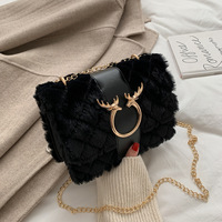 Sacs à main miniatures de luxe à bandoulière pour filles, sacs à main en peluche, petit sac carré