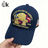 Gorra Deportiva Personalizada con Bordado del 250 Aniversario, Gorra de 6 Paneles con Cierre a Presión, Estilo Hip Hop para Exteriores, con Logotipo Impreso, Estados Unidos